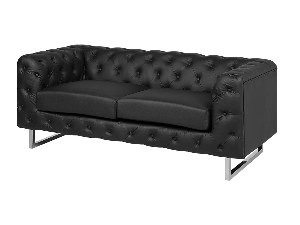 Canapé 2 Places En Cuir PU Noir VISSLAND 4 Canapé 2 Places En Cuir PU Noir VISSLAND – Image 4