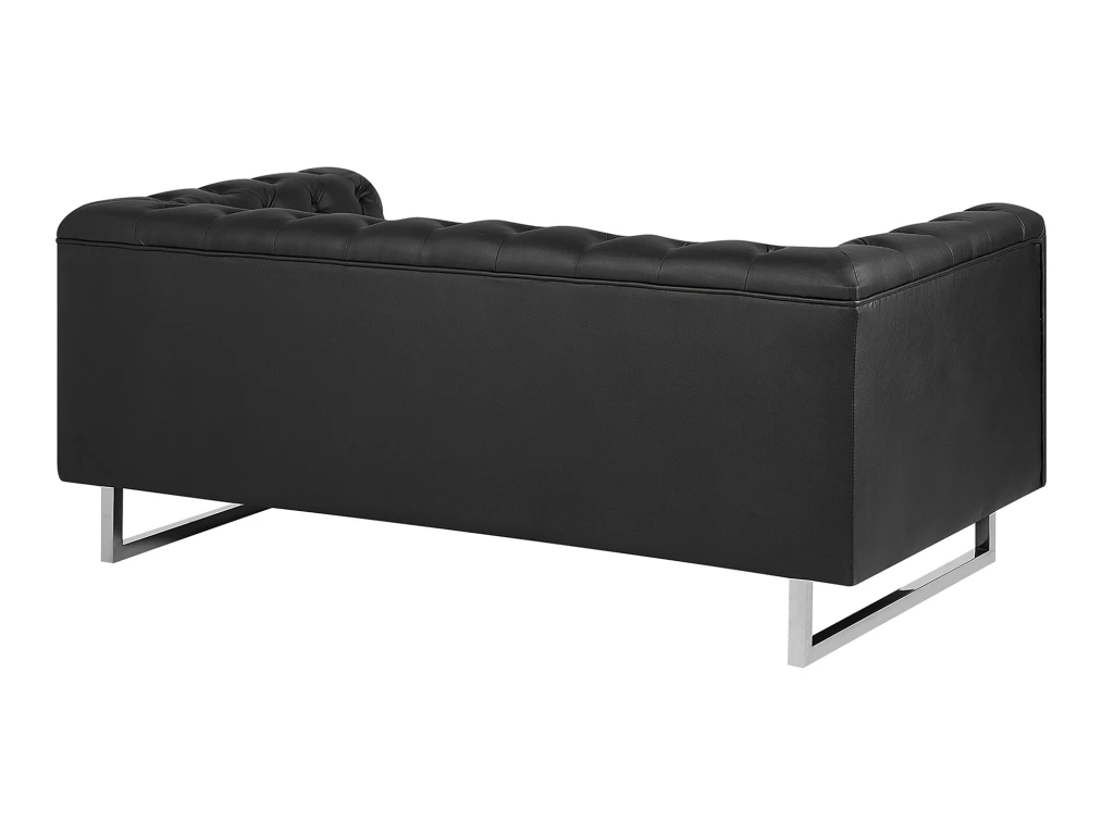 Canapé 2 Places En Cuir PU Noir VISSLAND 5 Canapé 2 Places En Cuir PU Noir VISSLAND – Image 5