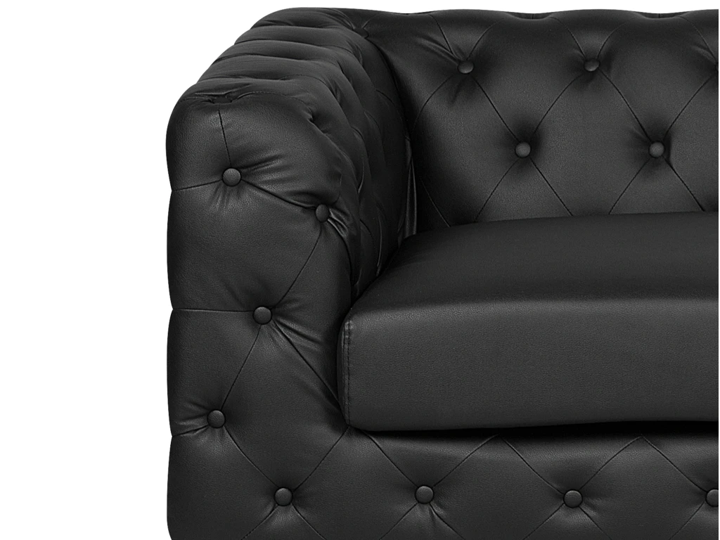 Canapé 2 Places En Cuir PU Noir VISSLAND 6 Canapé 2 Places En Cuir PU Noir VISSLAND – Image 6