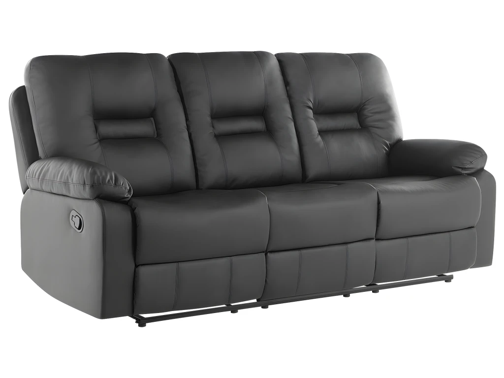 Canapé 3 Places En Cuir PU Noir Avec Position Réglable BERGEN 4 Canapé 3 Places En Cuir PU Noir Avec Position Réglable BERGEN – Image 4