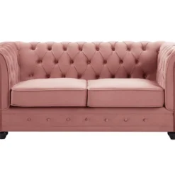 Canapé 2 Places En Velours Rose Pastel CHESTERFIELD -Promos Chesteris Boutique canape 16845025