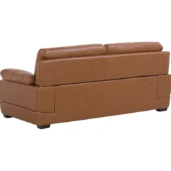 Canapé 3 Places En Cuir Véritable Et Cuir PU Marron HORTEN -Promos Chesteris Boutique canape 17153367