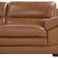 Canapé 3 Places En Cuir Véritable Et Cuir PU Marron HORTEN -Promos Chesteris Boutique canape 17153369