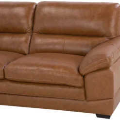Canapé 3 Places En Cuir Véritable Et Cuir PU Marron HORTEN -Promos Chesteris Boutique canape 17153371