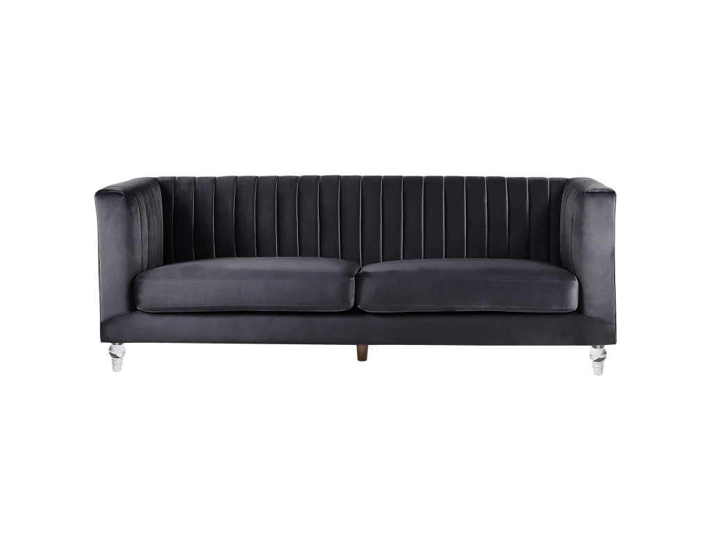 Canapé 3 Places En Velours Noir ARVIKA 1 Canapé 3 Places En Velours Noir ARVIKA