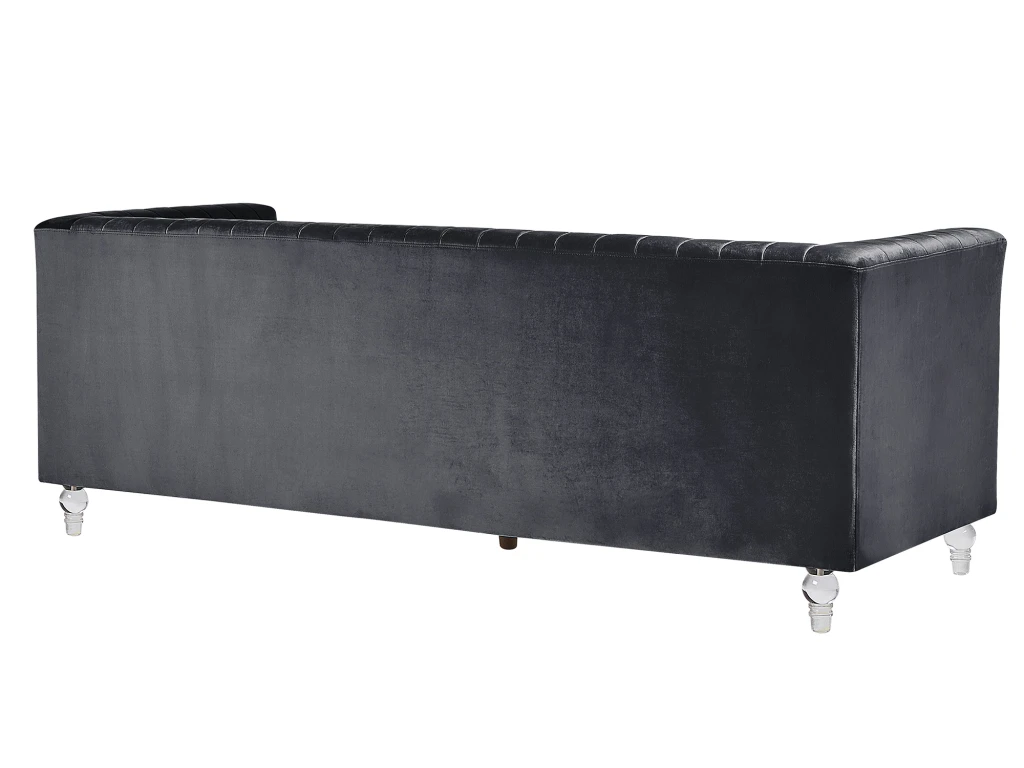 Canapé 3 Places En Velours Noir ARVIKA 5 Canapé 3 Places En Velours Noir ARVIKA – Image 5