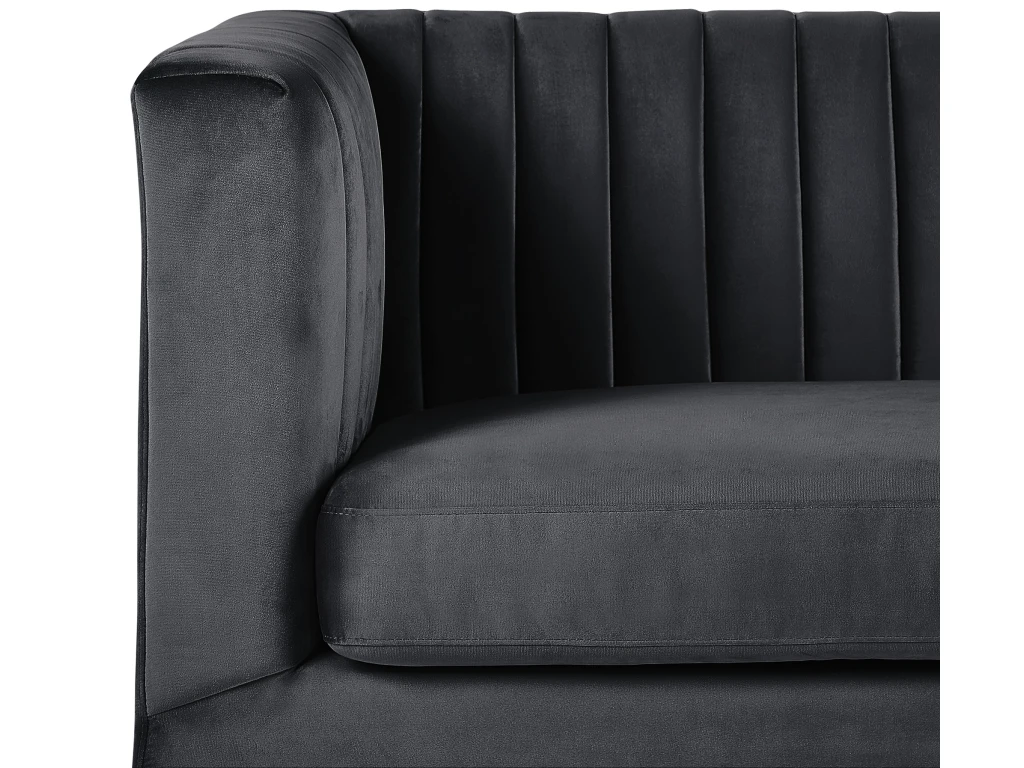 Canapé 3 Places En Velours Noir ARVIKA 6 Canapé 3 Places En Velours Noir ARVIKA – Image 6