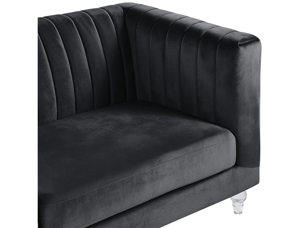 Canapé 3 Places En Velours Noir ARVIKA 7 Canapé 3 Places En Velours Noir ARVIKA – Image 7