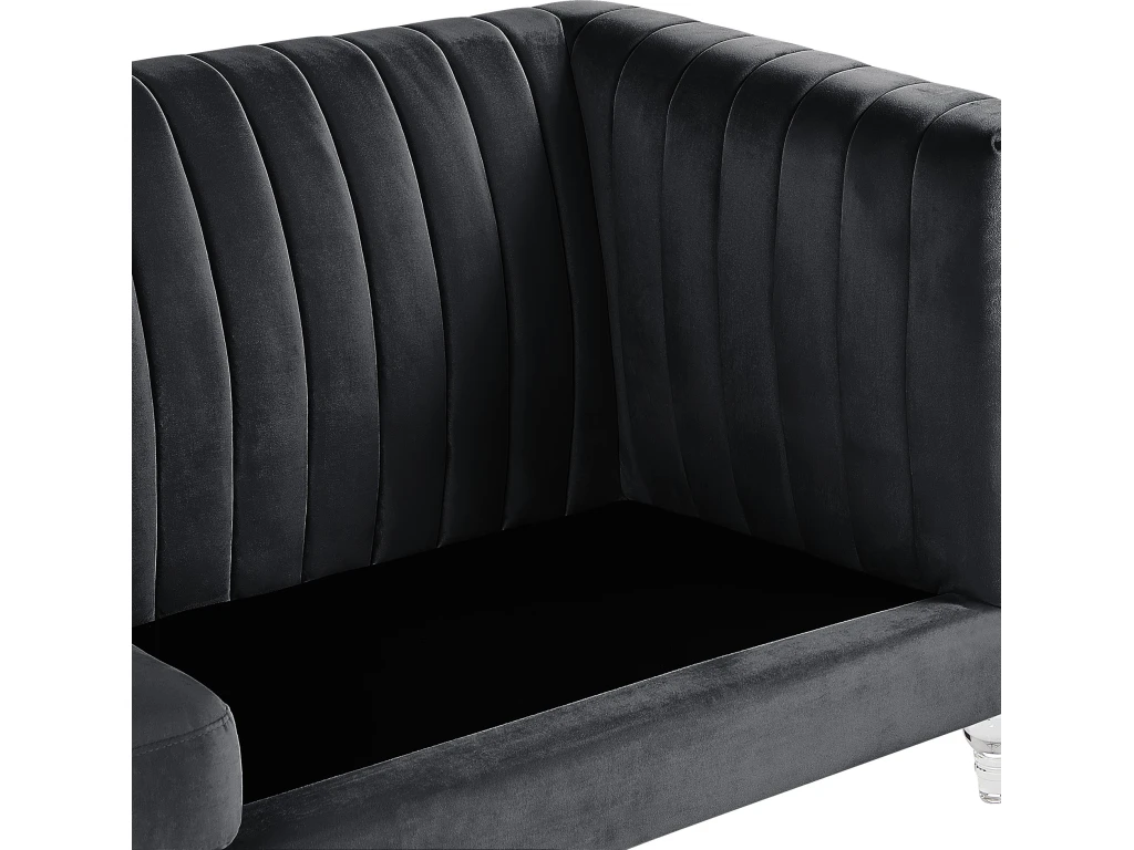 Canapé 3 Places En Velours Noir ARVIKA 8 Canapé 3 Places En Velours Noir ARVIKA – Image 8