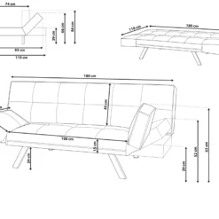 Canapé Convertible 3 Places En Cuir PU Noir BRISTOL -Promos Chesteris Boutique canape 17452157