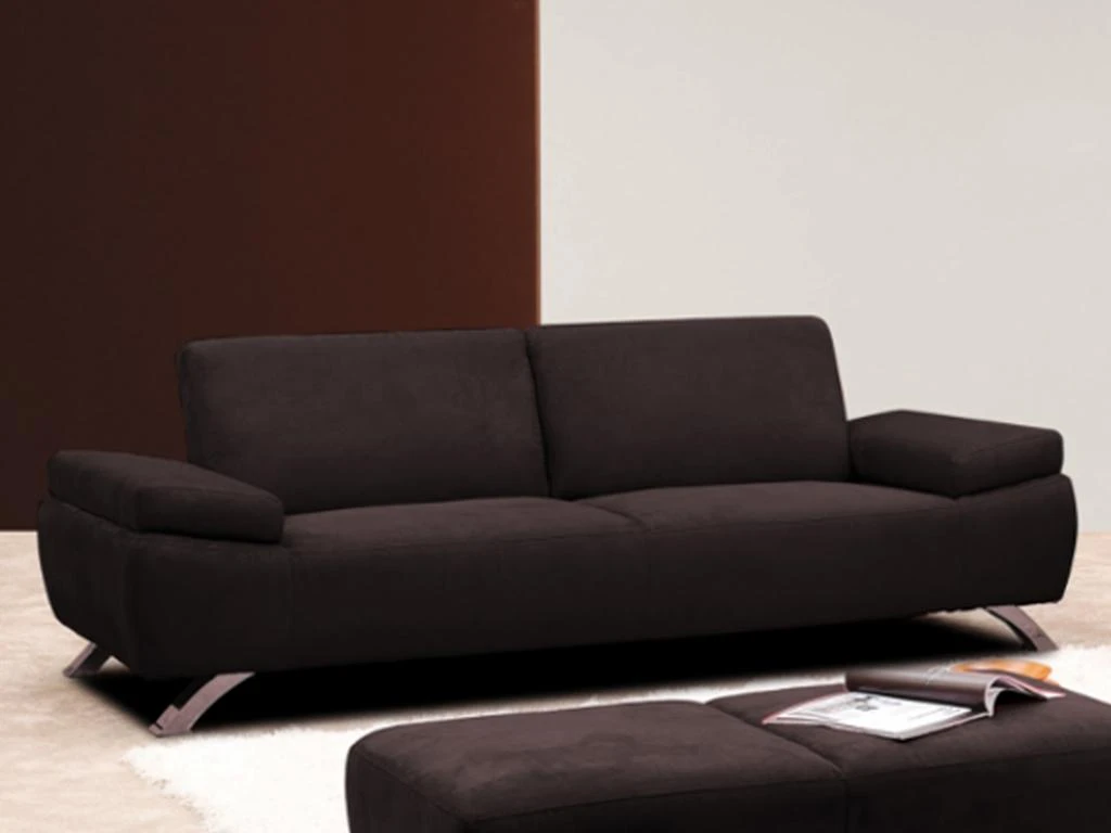 Canapé 3 Places En Microfibre POLKA - Marron 1 Canapé 3 Places En Microfibre POLKA - Marron