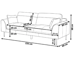 Canapé 3 Places En Cuir Noir TORGET -Promos Chesteris Boutique canape 17473437