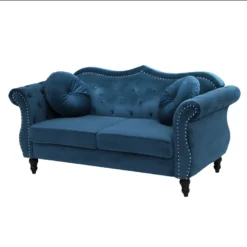 Canapé Chesterfield 2 Places En Velours Bleu SKIEN -Promos Chesteris Boutique canape 17473501