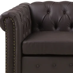 Canapé 3 Places En Cuir PU Marron CHESTERFIELD -Promos Chesteris Boutique canape 17473699