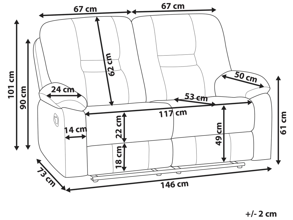 Canapé 2 Places En Cuir PU Marron Avec Position Réglable BERGEN 3 Canapé 2 Places En Cuir PU Marron Avec Position Réglable BERGEN – Image 3