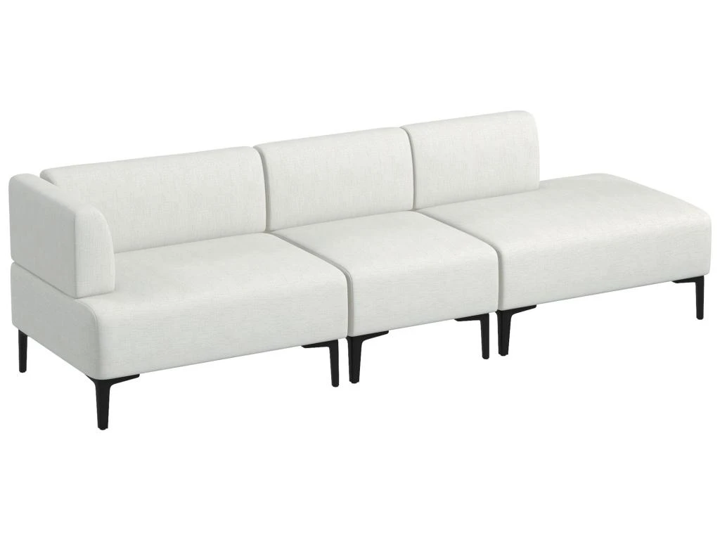 Canapé 3 Places Design Contemporain Modulable Piètement Acier Noir Tissu Aspect Lin Blanc Cassé 2 Canapé 3 Places Design Contemporain Modulable Piètement Acier Noir Tissu Aspect Lin Blanc Cassé – Image 2