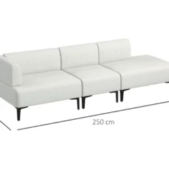 Canapé 3 Places Design Contemporain Modulable Piètement Acier Noir Tissu Aspect Lin Blanc Cassé 7 Canapé 3 Places Design Contemporain Modulable Piètement Acier Noir Tissu Aspect Lin Blanc Cassé -Promos Chesteris Boutique canape 17598129