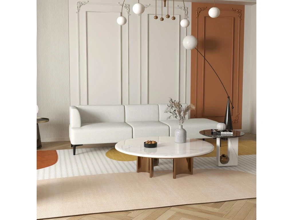 Canapé 3 Places Design Contemporain Modulable Piètement Acier Noir Tissu Aspect Lin Blanc Cassé 5 Canapé 3 Places Design Contemporain Modulable Piètement Acier Noir Tissu Aspect Lin Blanc Cassé – Image 5