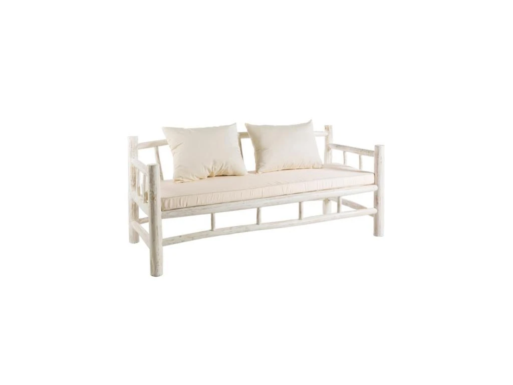 Canapé Bois Blanc Et Coussins - PYLA 1 Canapé Bois Blanc Et Coussins - PYLA