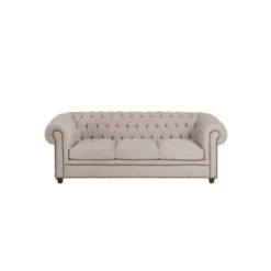 Canapé 3 Places Chesterfield Beige - PAOLA -Promos Chesteris Boutique canape 17788761
