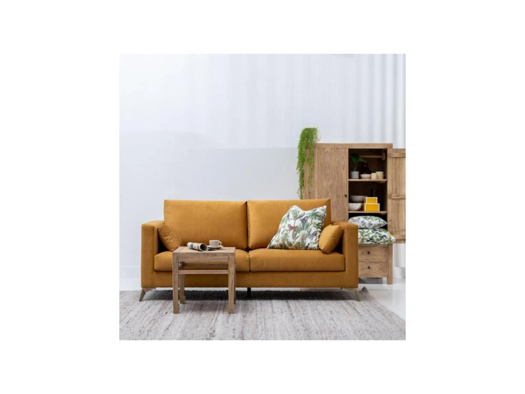 Canapé 3 Places Tissu/Bois Moutarde - LAOS 2 Canapé 3 Places Tissu/Bois Moutarde - LAOS – Image 2