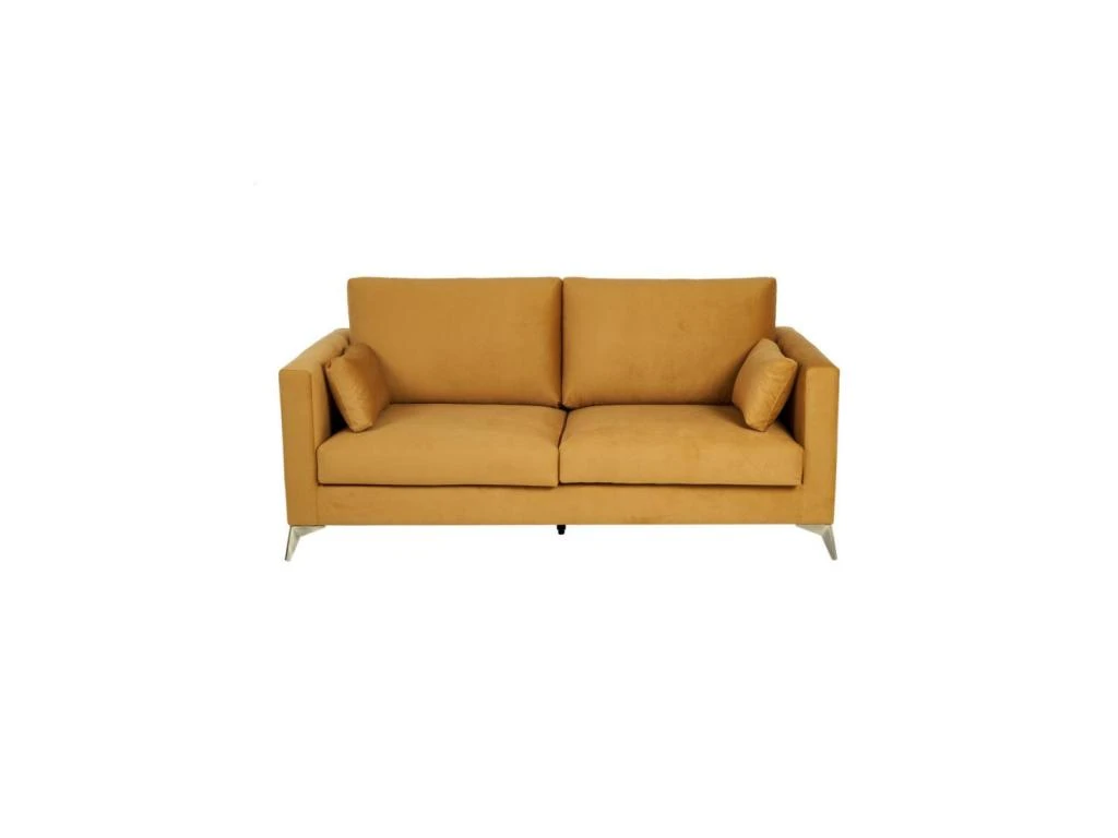 Canapé 3 Places Tissu/Bois Moutarde - LAOS 3 Canapé 3 Places Tissu/Bois Moutarde - LAOS – Image 3