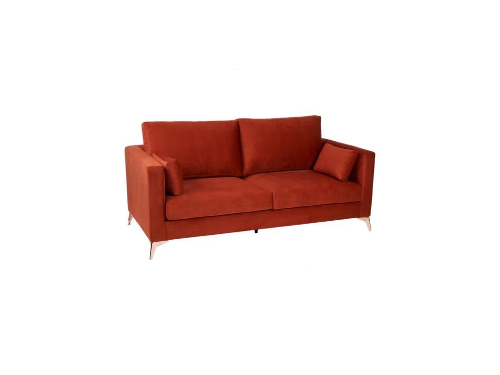 Canapé 3 Places Tissu/Bois Terracotta - LAOS 1 Canapé 3 Places Tissu/Bois Terracotta - LAOS