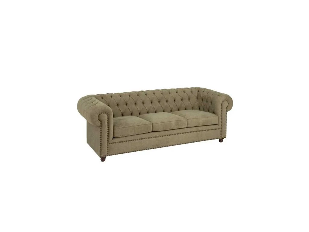 Canapé 3 Places Chesterfield Vert Olive - PAOLA 1 Canapé 3 Places Chesterfield Vert Olive - PAOLA