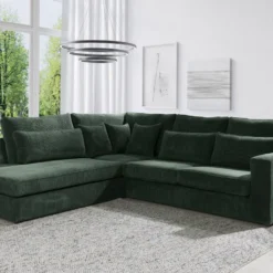 Grand Canapé D'angle Gauche En Velours Côtelé Vert MONDOVI 18 Grand Canapé D'angle Gauche En Velours Côtelé Vert MONDOVI -Promos Chesteris Boutique canape 17805315