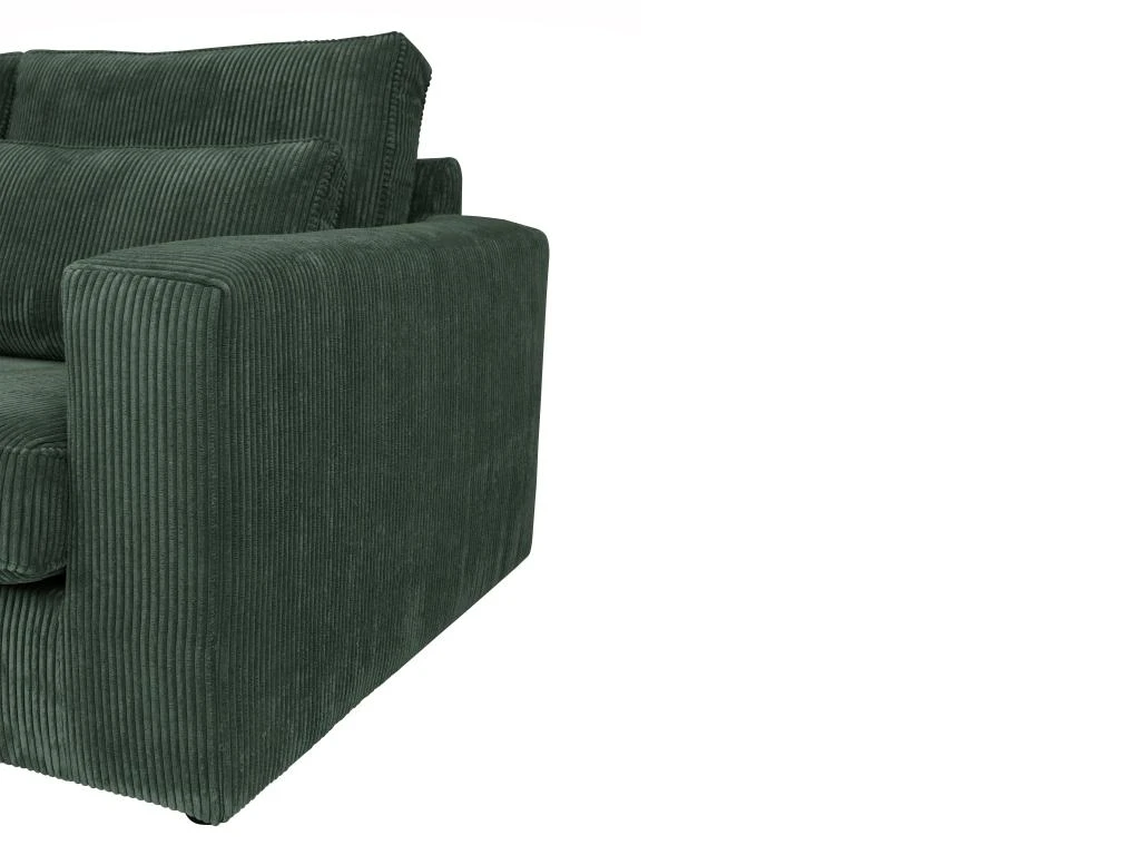 Grand Canapé D'angle Gauche En Velours Côtelé Vert MONDOVI 5 Grand Canapé D'angle Gauche En Velours Côtelé Vert MONDOVI – Image 5
