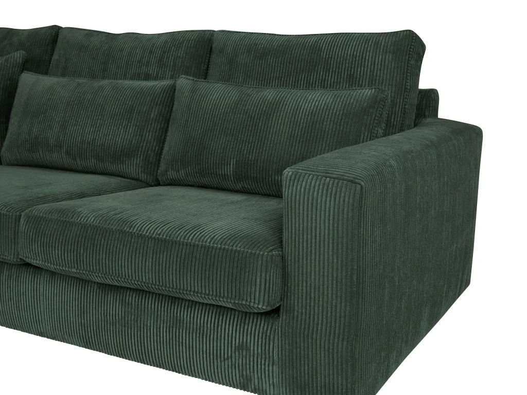 Grand Canapé D'angle Gauche En Velours Côtelé Vert MONDOVI 6 Grand Canapé D'angle Gauche En Velours Côtelé Vert MONDOVI – Image 6