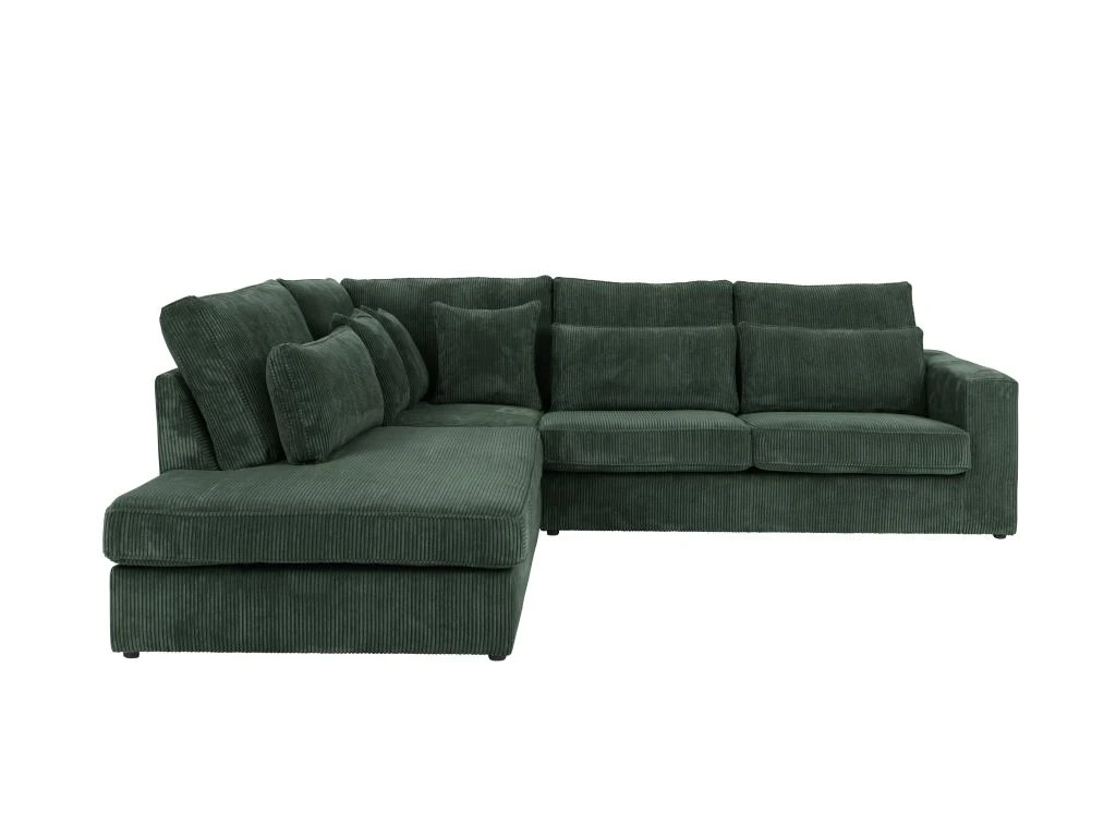 Grand Canapé D'angle Gauche En Velours Côtelé Vert MONDOVI 3 Grand Canapé D'angle Gauche En Velours Côtelé Vert MONDOVI – Image 3