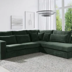 Grand Canapé D'angle Droit En Velours Côtelé Vert MONDOVI 18 Grand Canapé D'angle Droit En Velours Côtelé Vert MONDOVI -Promos Chesteris Boutique canape 17805897