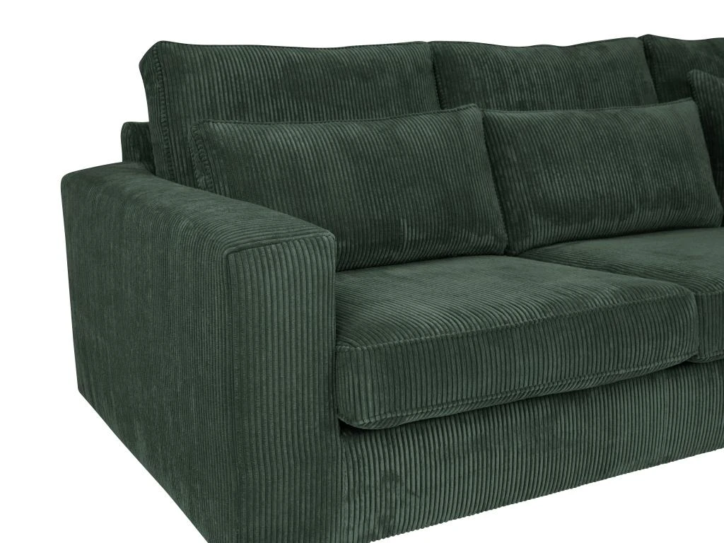 Grand Canapé D'angle Droit En Velours Côtelé Vert MONDOVI 6 Grand Canapé D'angle Droit En Velours Côtelé Vert MONDOVI – Image 6