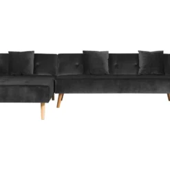 Canapé Angle à Droite - Vadso - Velours, Noir