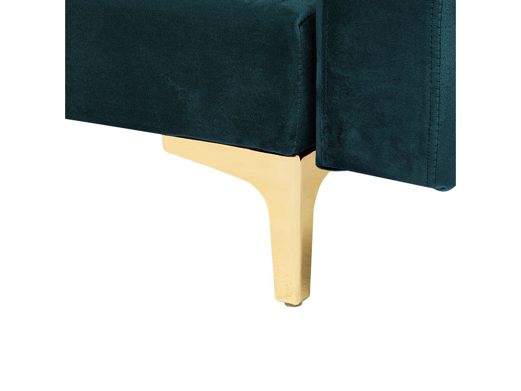 Canapé Angle Droit Convertible En Velours Bleu Paon 5 Places Avec Pouf ABERDEEN 9 Canapé Angle Droit Convertible En Velours Bleu Paon 5 Places Avec Pouf ABERDEEN – Image 9
