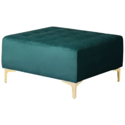 Canapé Angle Gauche Convertible En Velours Bleu Paon 5 Places Avec Pouf ABERDEEN -Promos Chesteris Boutique canape 17986053