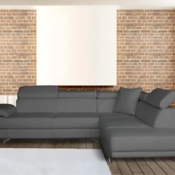 Canapé D'angle XL En Simili ROMAIN - Taupe - Angle Droit