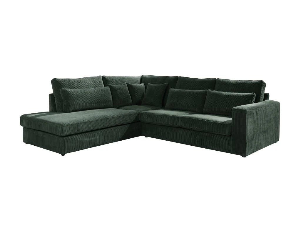 Grand Canapé D'angle Gauche En Velours Côtelé Vert MONDOVI 2 Grand Canapé D'angle Gauche En Velours Côtelé Vert MONDOVI – Image 2
