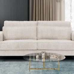 Canapé 3 Places En Velours Cotelé Beige TESSIO 13 Canapé 3 Places En Velours Cotelé Beige TESSIO -Promos Chesteris Boutique canape 18088111