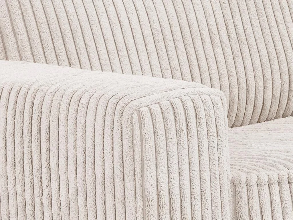 Canapé 3 Places En Velours Cotelé Beige TESSIO 4 Canapé 3 Places En Velours Cotelé Beige TESSIO – Image 4