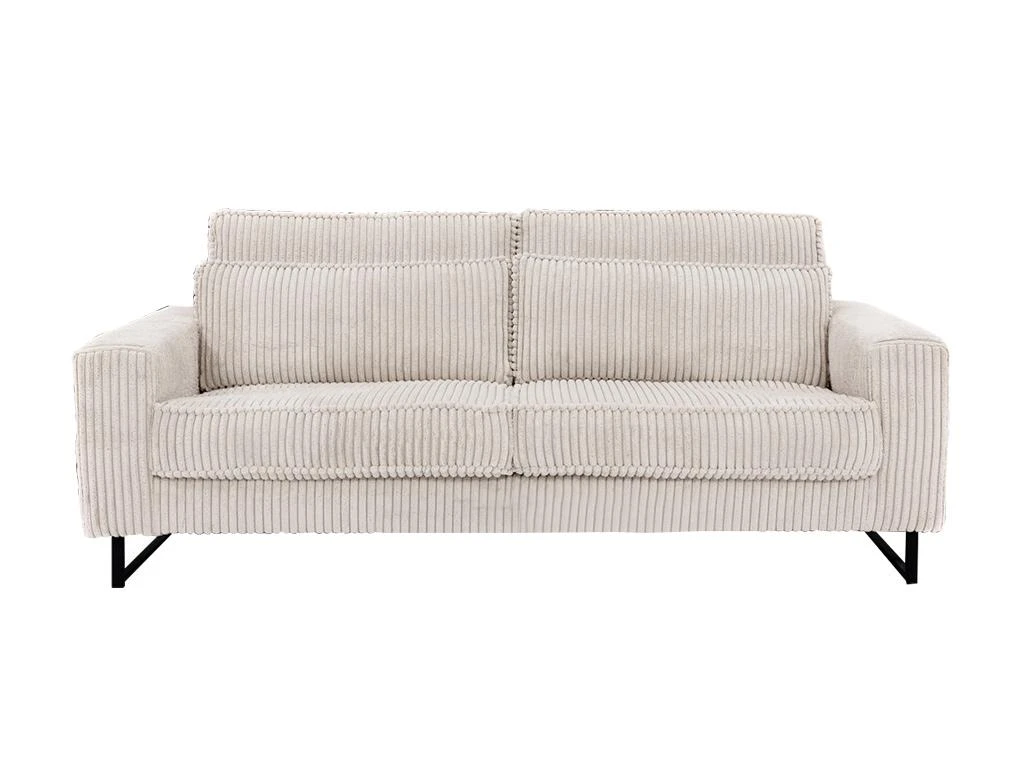 Canapé 3 Places En Velours Cotelé Beige TESSIO 3 Canapé 3 Places En Velours Cotelé Beige TESSIO – Image 3