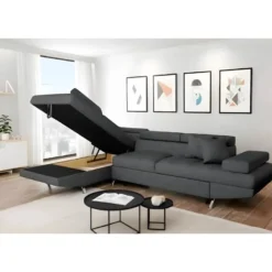 Canapé D'Angle Convertible Gauche Avec Coffre De Rangement En Tissu -Promos Chesteris Boutique canape 18275317