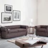 Canapé 3 Places En Cuir Marron CHESTERFIELD