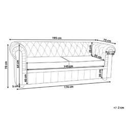 Canapé 3 Places En Cuir Marron CHESTERFIELD -Promos Chesteris Boutique canape 18277839