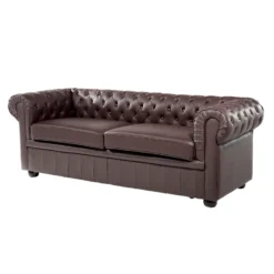 Canapé 3 Places En Cuir Marron CHESTERFIELD -Promos Chesteris Boutique canape 18277841