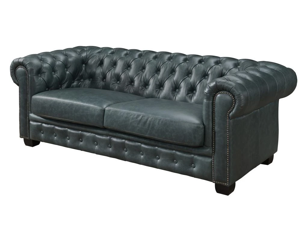 Canapé Chesterfield 3 Places BRENTON 100% Cuir De Buffle Premium - Vert De Gris 2 Canapé Chesterfield 3 Places BRENTON 100% Cuir De Buffle Premium - Vert De Gris – Image 2