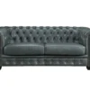 Canapé Chesterfield 3 Places BRENTON 100% Cuir De Buffle Premium - Vert De Gris