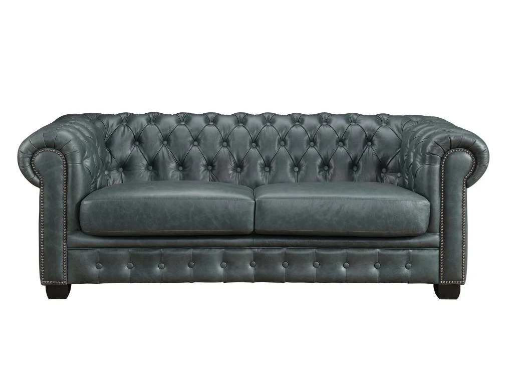Canapé Chesterfield 3 Places BRENTON 100% Cuir De Buffle Premium - Vert De Gris 1 Canapé Chesterfield 3 Places BRENTON 100% Cuir De Buffle Premium - Vert De Gris