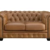 Canapé Chesterfield 2 Places BRENTON 100% Cuir De Buffle Premium - Caramel Vintage
